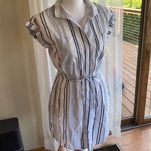 White with blue pinstripe dress!